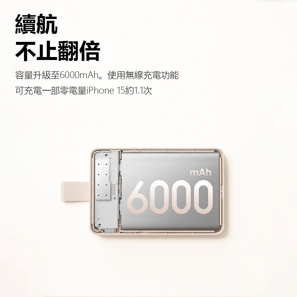 小米有品 小米磁吸充電寶2 6000mAh 行動電源 磁吸充電 支架行動電源 無線充電 magsafe磁吸充電-細節圖4