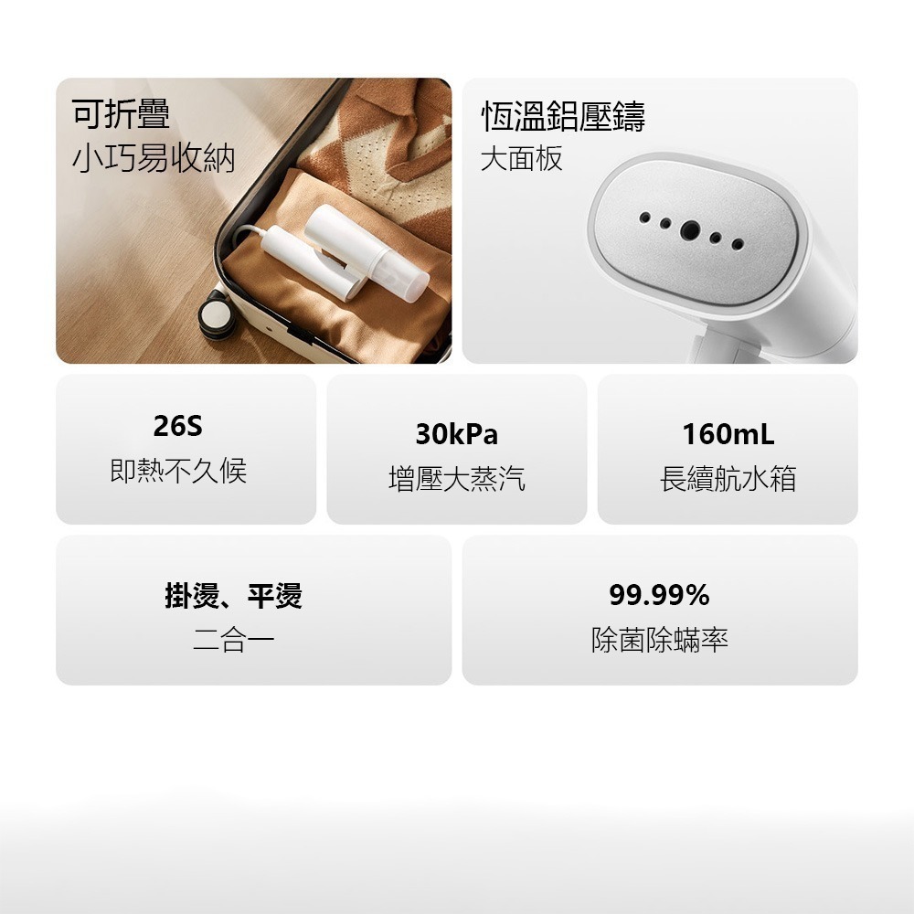 小米有品 米家手持掛燙機2 熨斗 手持式 蒸汽熨斗 手持式蒸汽掛燙機 手持平燙 掛燙兩用-細節圖2