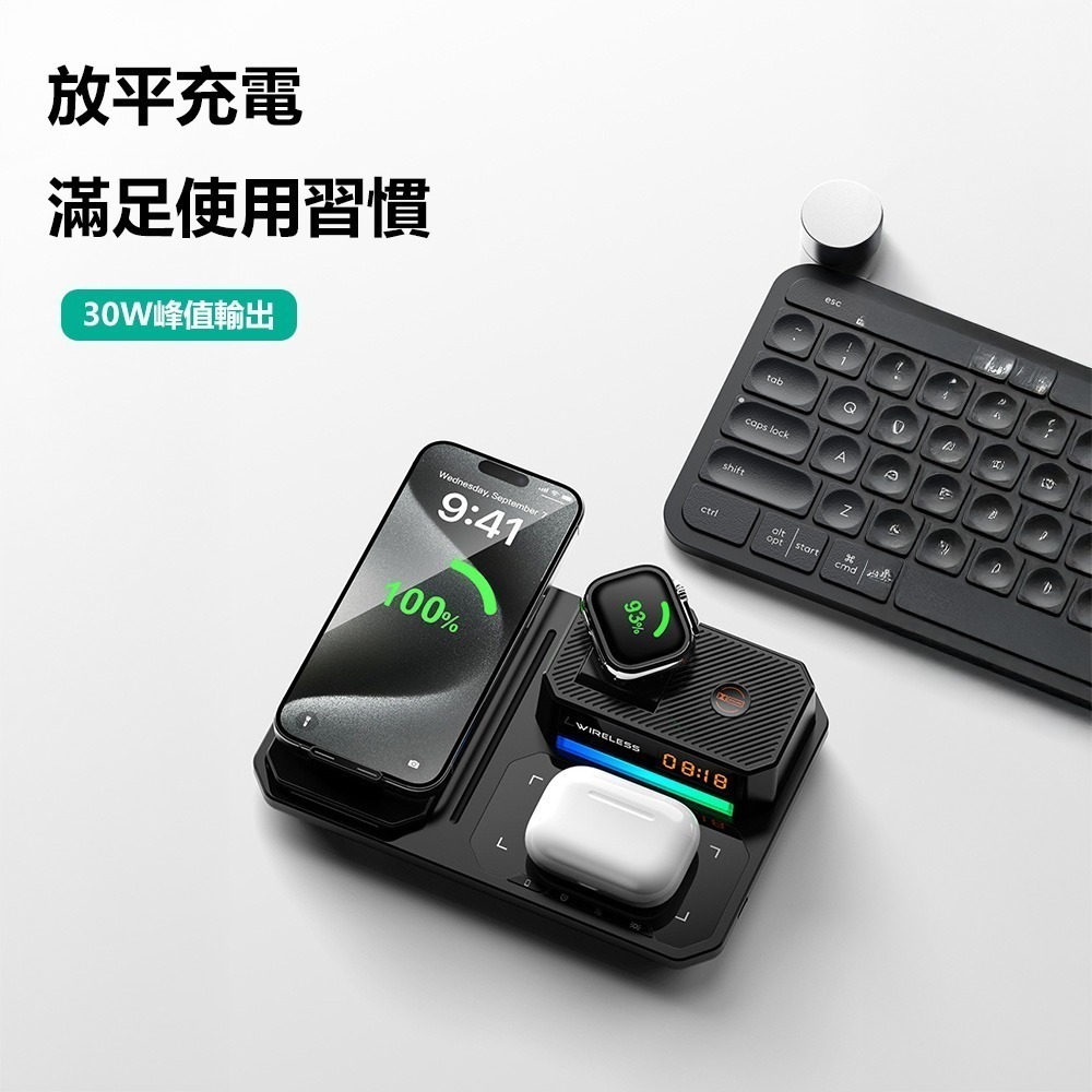 六合一無線充電C18 手機充電支架 手機支架 藍牙音箱 無線充電器 可折疊-細節圖6