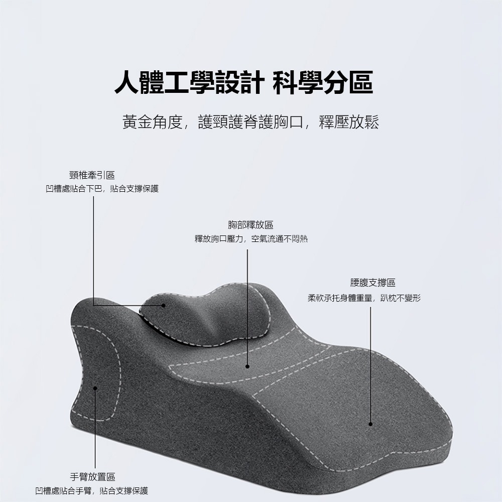 多功能趴睡枕 記憶棉床上趴枕 可拆卸枕頭 貼合人體設計 人體工學曲線設計 趴床神器 趴枕墊-細節圖2