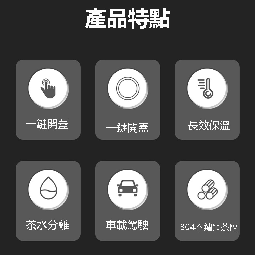 寶選速開保溫杯 500ml 一鍵開蓋保溫杯 按壓開蓋 無需手擰 保溫杯 316不鏽鋼 水杯 車用保溫杯 茶水分離 速開杯-細節圖2