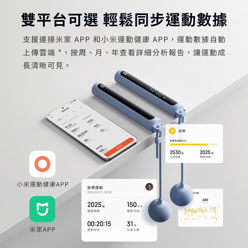 小米有品 米家智能跳繩2 陸版 運動 跳繩 可連結米家APP 健身跳繩 有繩 無繩 計數跳繩 電子跳繩-細節圖4