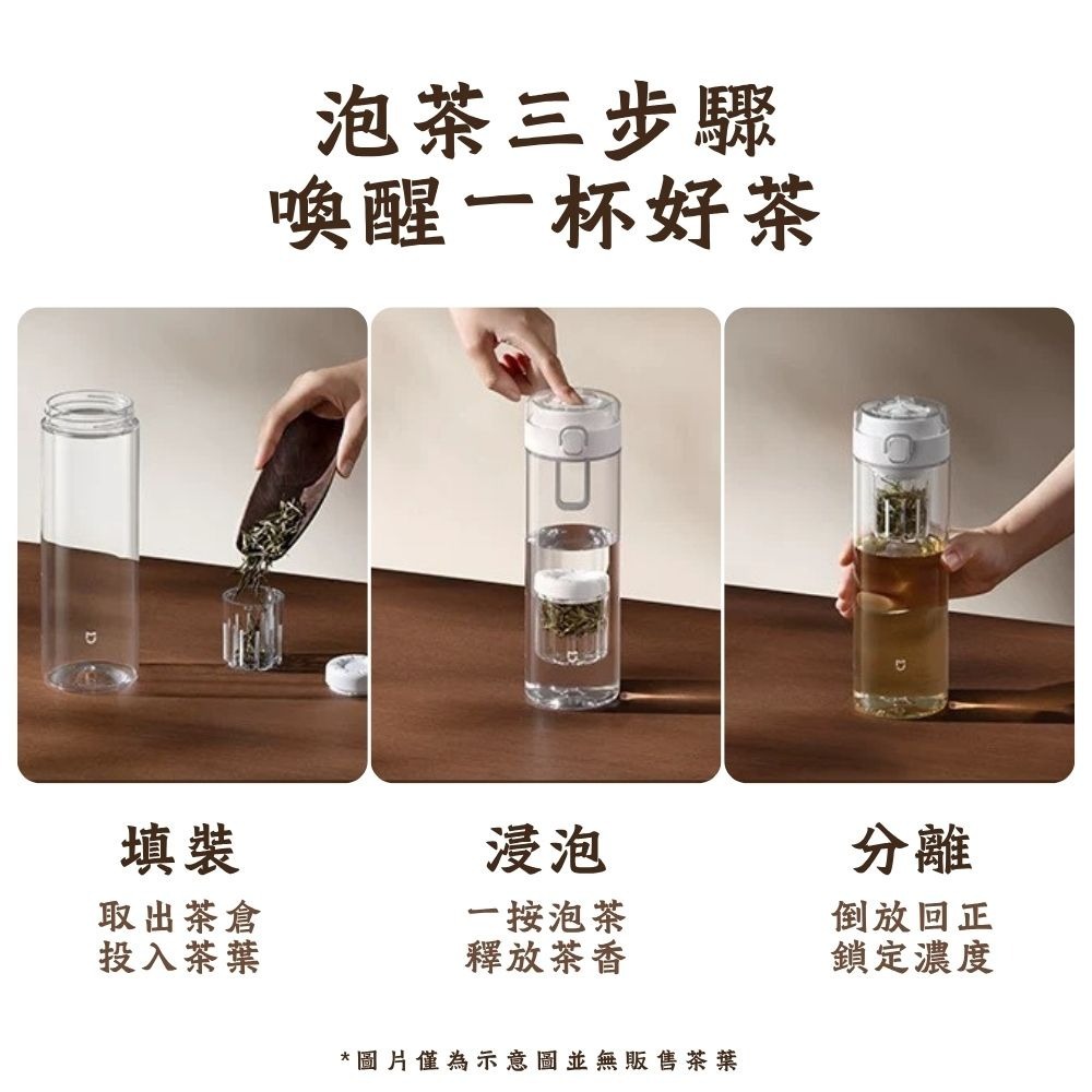 米家磁吸茶倉杯 白色 800ml 運動水壺 水杯 茶水分離 Tritan水杯 泡茶杯 小米 分離杯-細節圖5