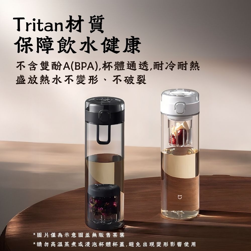 米家磁吸茶倉杯 白色 800ml 運動水壺 水杯 茶水分離 Tritan水杯 泡茶杯 小米 分離杯-細節圖7
