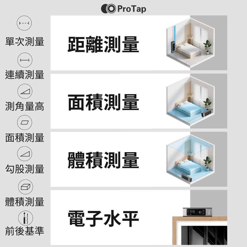 浦拓ProTap激光測距儀 MS-1 120米  測距 紅外線  長續航 電子尺 測量儀 雷射尺 雷射測距儀 輕巧便攜-細節圖6