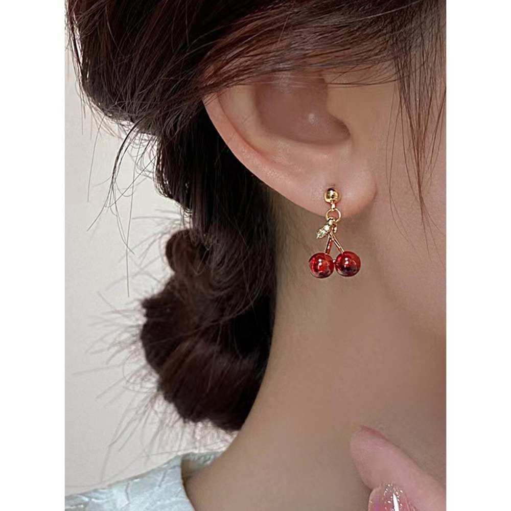 -舉飾無雙-紅色櫻桃×吊墜耳環-細節圖4