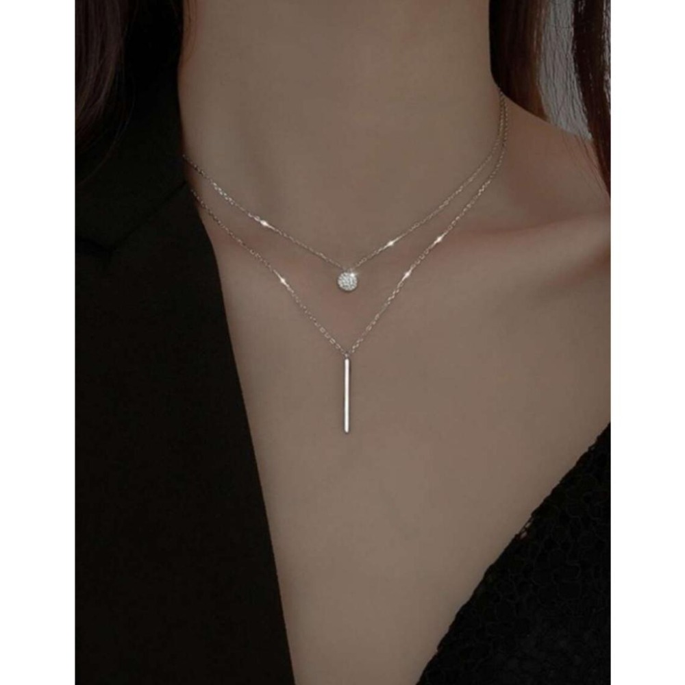 -舉飾無雙-水鑽圓形吊墜設計×雙層項鍊-細節圖2