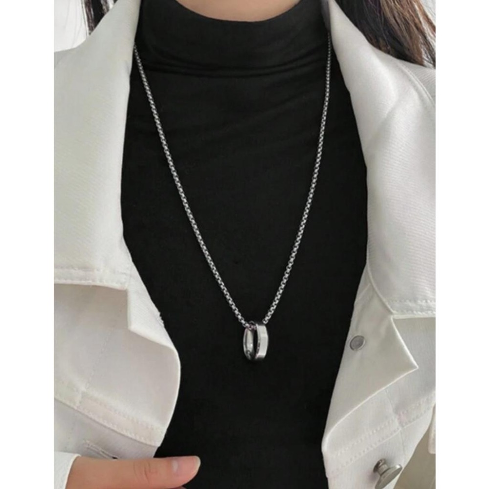 -舉飾無雙-316L鈦鋼×戒指×吊墜項鍊-細節圖2