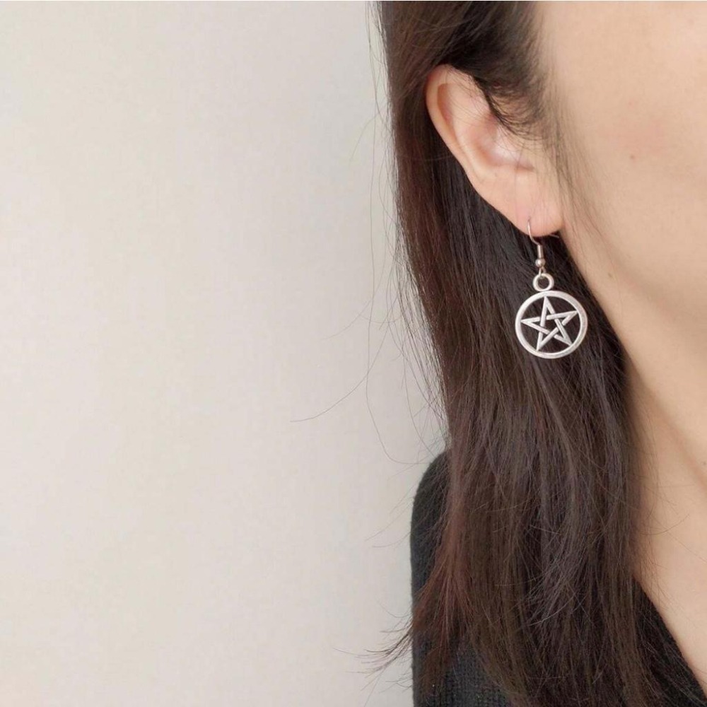 -舉飾無雙-304L不鏽鋼×圓圈五角星×吊墜耳環-細節圖4