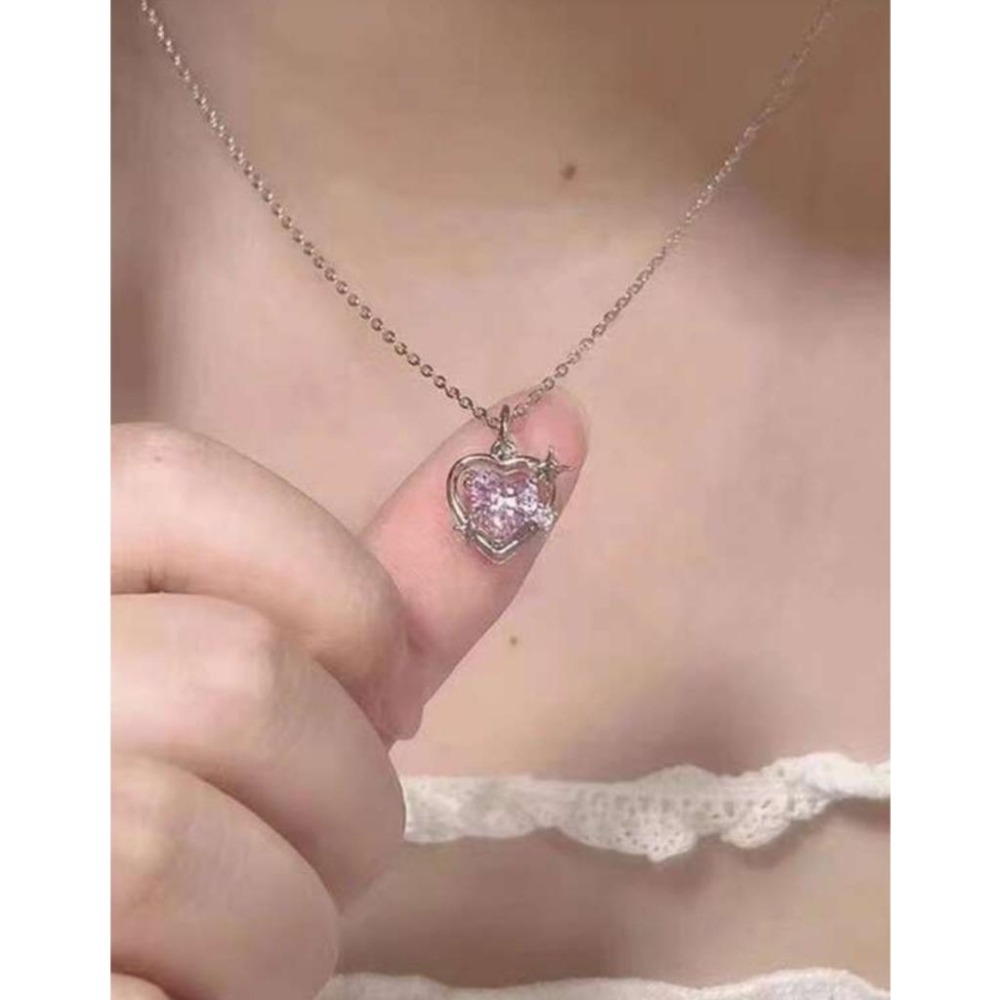 -舉飾無雙-桃色星系心形水晶×吊墜項鍊-細節圖4