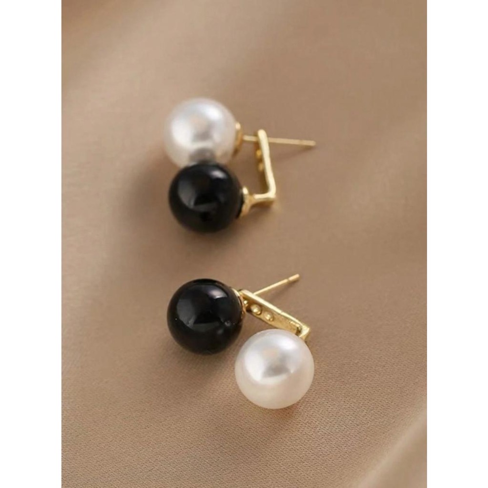 -舉飾無雙-925銀飾×法式黑白對比珍珠×耳環-細節圖2