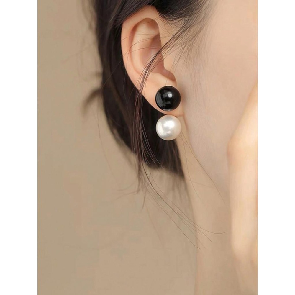 -舉飾無雙-925銀飾×法式黑白對比珍珠×耳環-細節圖4
