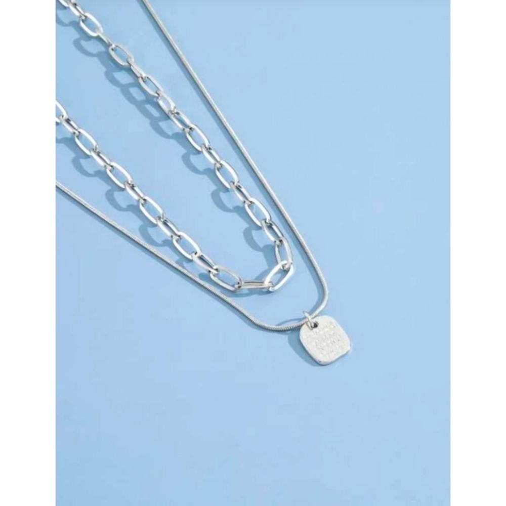 -舉飾無雙-幾何字母吊墜設計2件套×項鍊組-細節圖3