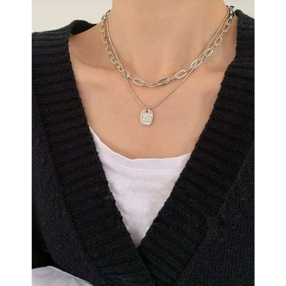-舉飾無雙-幾何字母吊墜設計2件套×項鍊組-細節圖4