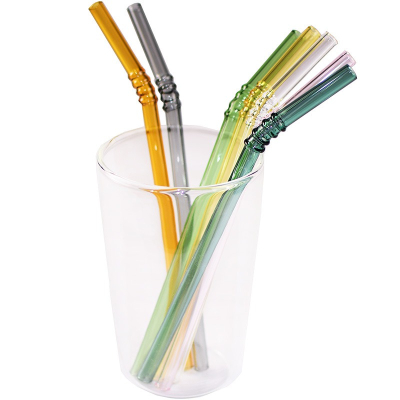 彩色竹節彎曲創意耐熱手工製作玻璃吸管