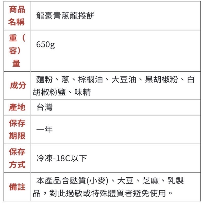 龍捲餅 紅豆 青蔥 5片/包~冷凍超商取貨🈵️799元免運費⛔限制8公斤~-細節圖3