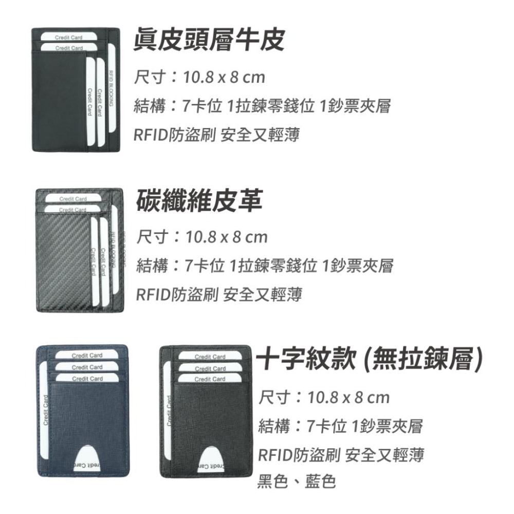 多卡位零錢袋卡片夾 RFID防盜刷 卡包 碳纖維 真皮 證件夾 信用卡夾 零錢包 旅行卡夾-細節圖9