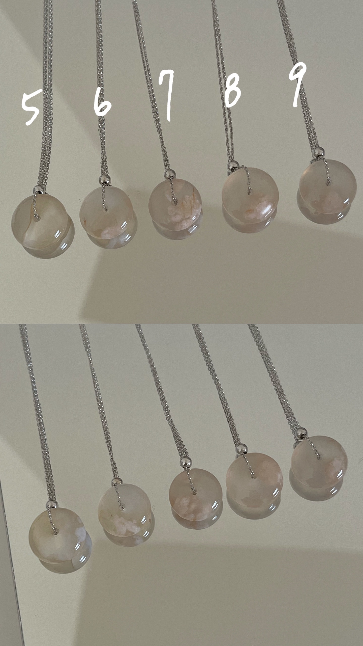 天然櫻花瑪瑙獨一無二+925銀鏈-細節圖2