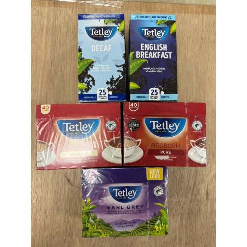 **愛洛奇**TETLEY泰特利茶包(早餐茶，低咖啡因紅茶，香草南非國寶茶，南非國寶茶，英式伯爵茶)