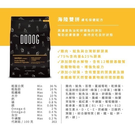 DOOOG 新飼料 貓飼料 無榖貓糧  海陸雙拼 鮮魚饗宴 田園什錦-細節圖2