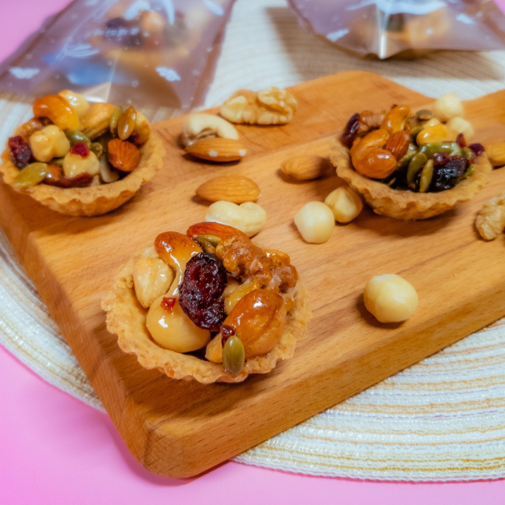 手工餅乾 生日佈置 點心 甜點 堅果塔 堅果 楓糖綜合堅果塔 蔓越莓 夏威夷果 減糖更美味 單顆入 🧁嘟嘟烘焙🧁-細節圖2