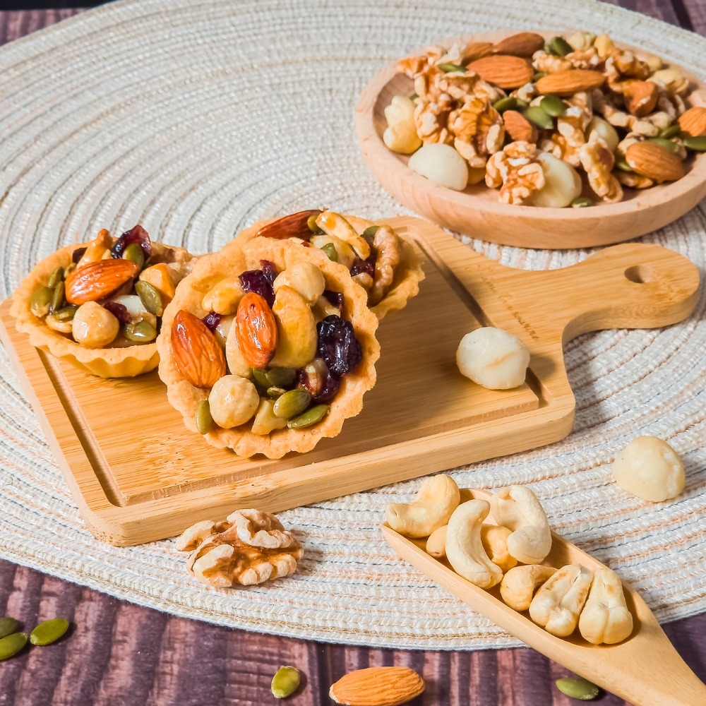 手工餅乾 生日佈置 點心 甜點 堅果塔 堅果 楓糖綜合堅果塔 蔓越莓 夏威夷果 減糖更美味 單顆入 🧁嘟嘟烘焙🧁-細節圖3