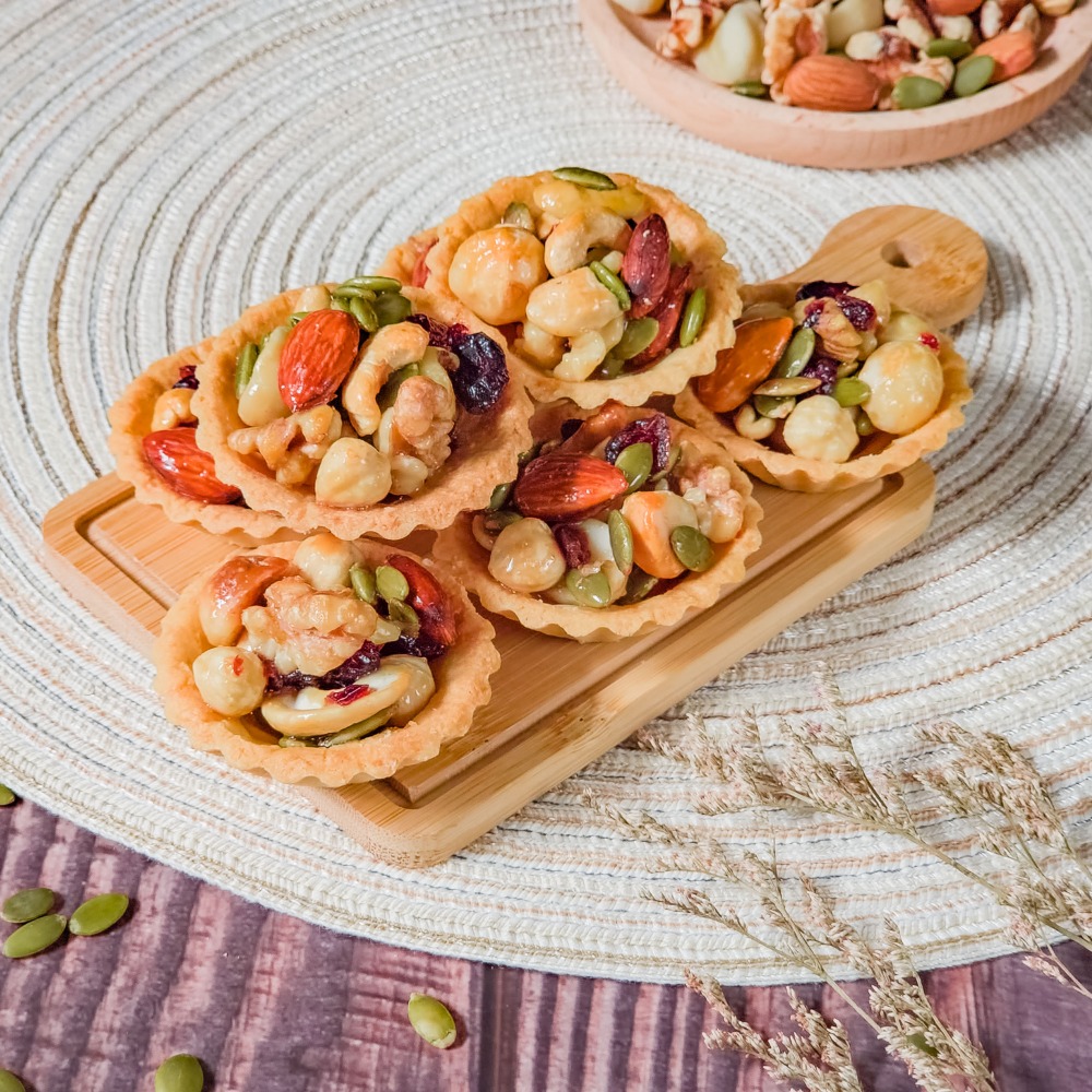 手工餅乾 生日佈置 點心 甜點 堅果塔 堅果 楓糖綜合堅果塔 蔓越莓 夏威夷果 減糖更美味 單顆入 🧁嘟嘟烘焙🧁-細節圖4