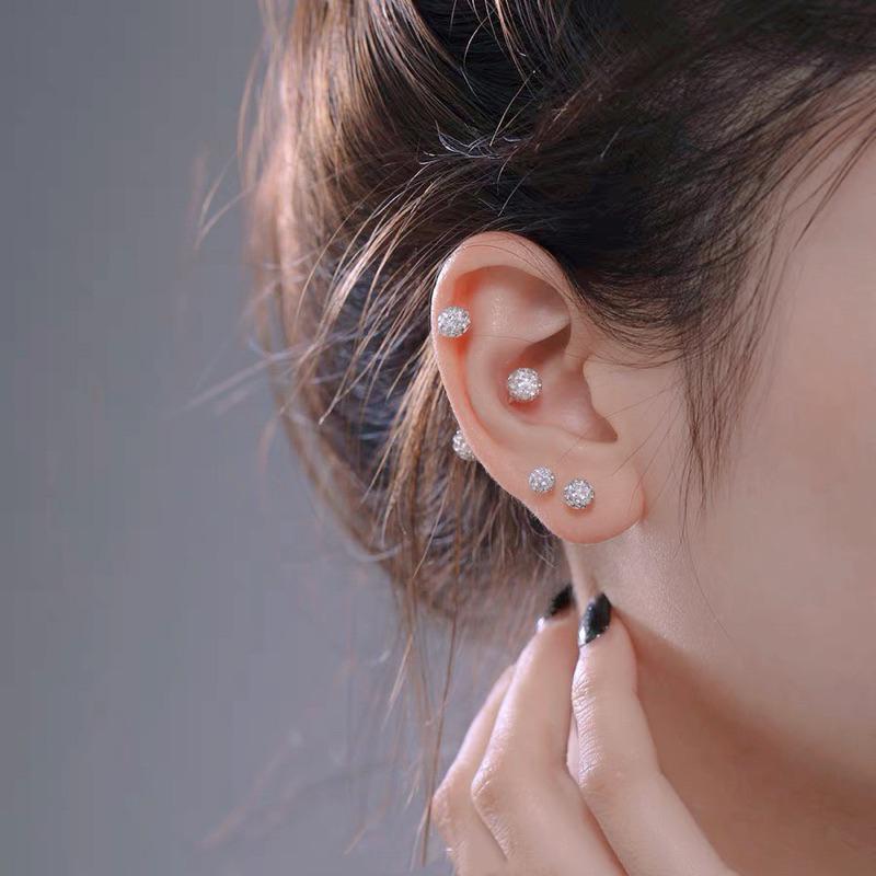【LTMK】 現貨  | B21 | 醫療鋼 白球鑽 耳環 鎖珠耳環 轉珠 鎖式耳環 螺旋珠 耳釘 耳骨-細節圖5