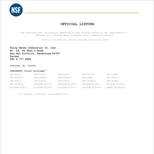【水易購淨水】聲寶牌《SAMPO》PP纖維濾心 FR-V801PL《台灣製造 》通過NSF-42認證-細節圖2