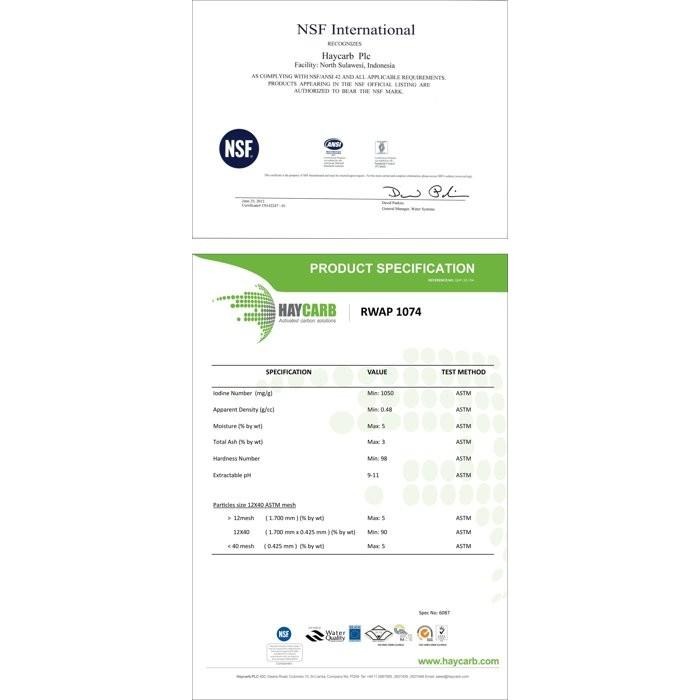世界知名品牌HAYCARB 頂級椰殼活性炭 活性碳 1074型(12x40mesh) 通過NSF認證1袋25公斤-細節圖3