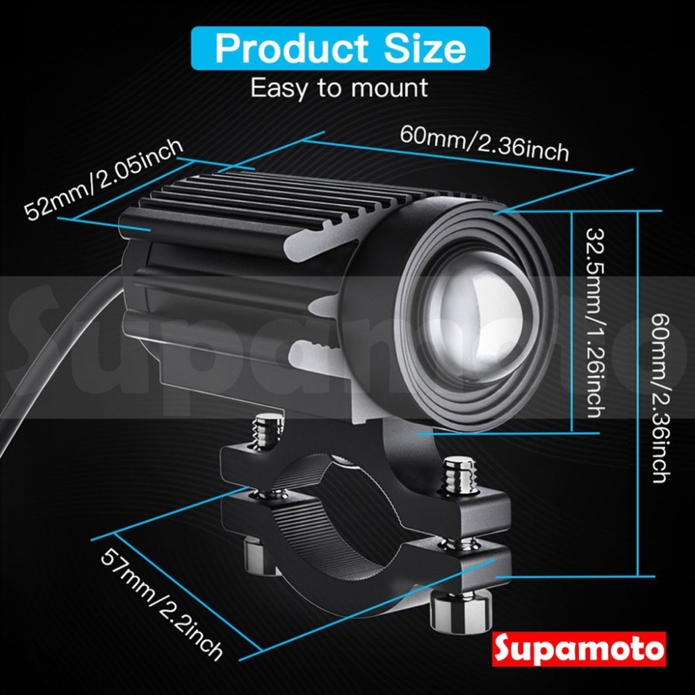 -Supamoto- LED 魚眼 雙色 霧燈 LF09 遠近燈 日行燈 小鋼炮 透鏡 越野 防水 通用 改裝 白 黃-細節圖8