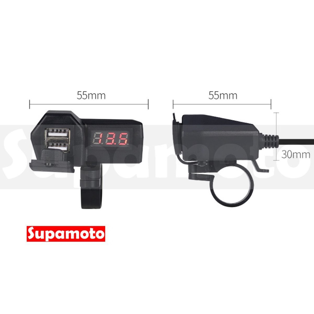 -Supamoto- 雙USB + 電壓 WUPP4 整合型 3.1A 車充 通用 改裝 USB 摩托車-細節圖6
