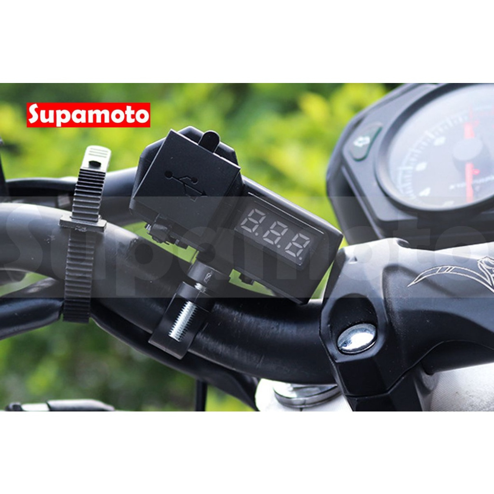 -Supamoto- 雙USB + 電壓 WUPP4 整合型 3.1A 車充 通用 改裝 USB 摩托車-細節圖7