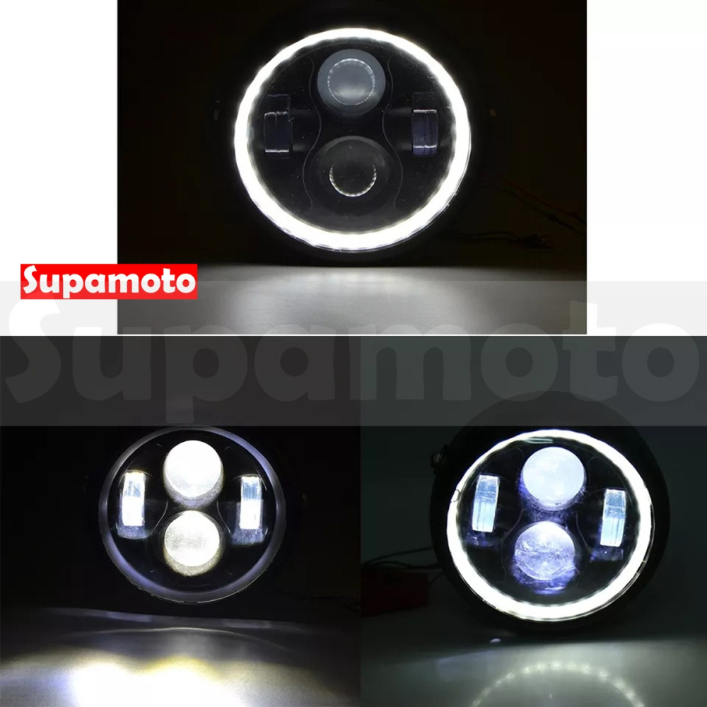 -Supamoto- D618 天使 光圈 魚眼 LED 大燈 6吋 復古 CAFE 咖啡 檔車 通用 哈雷 電鍍-細節圖5