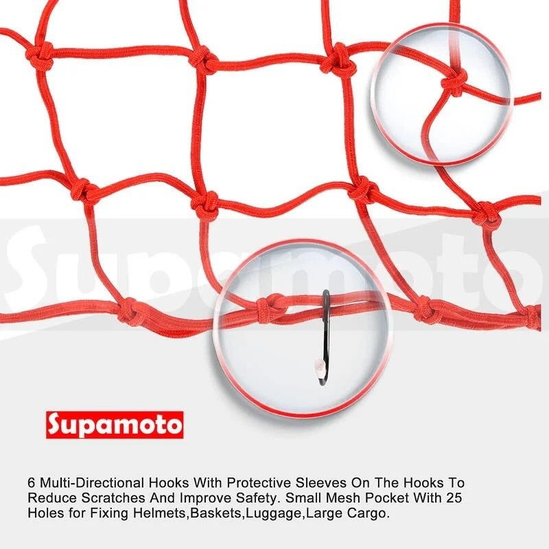 -Supamoto- 大尺寸 40*40 檔車網袋 油箱網袋 伸縮 網帶 網袋 置物網 綁帶 行李帶 彈性繩  安全帽網-細節圖7