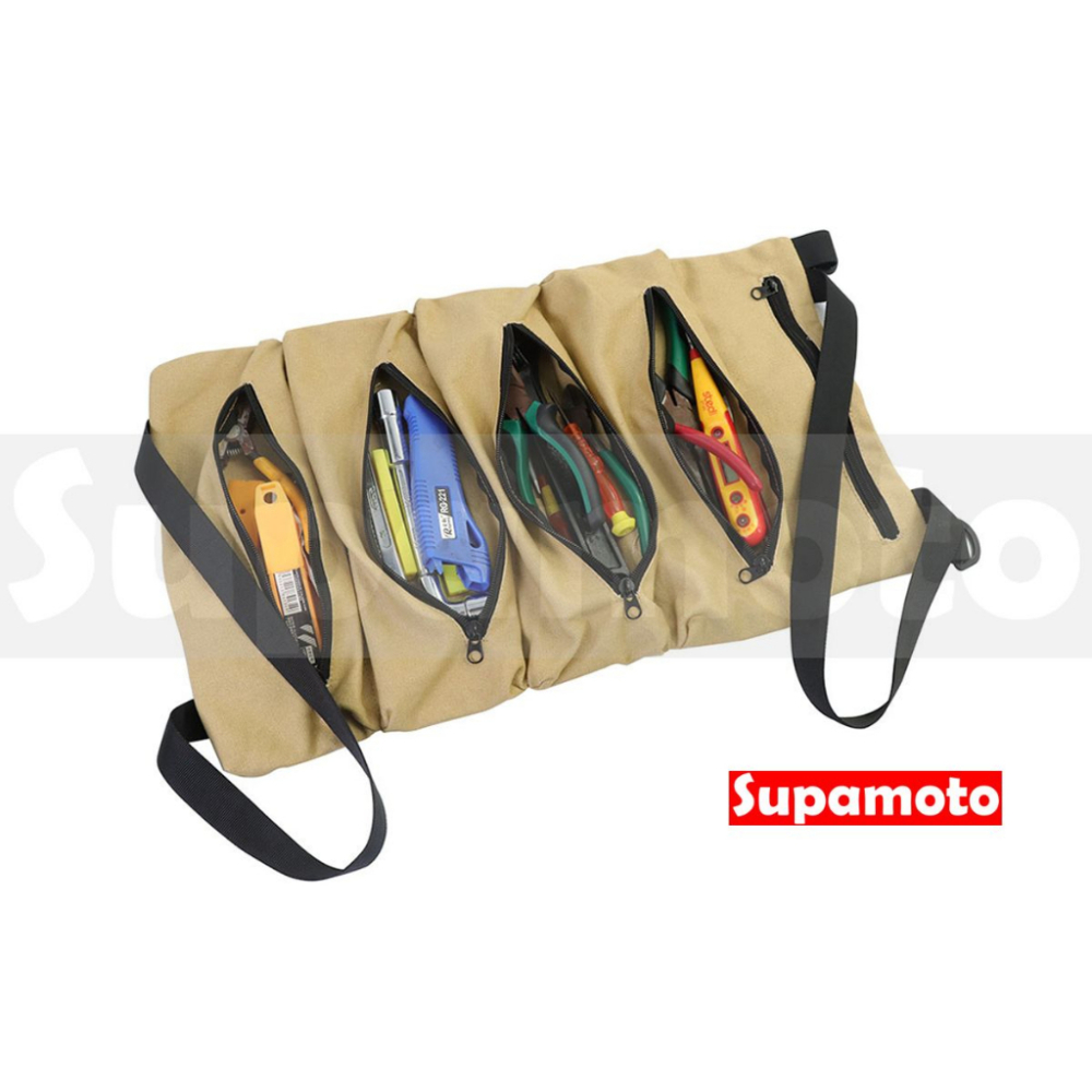 -Supamoto- 復古 帆布 工具 捲袋 收納袋 收納包 檔車 馬鞍包 車頭包 工具袋 側包-細節圖3