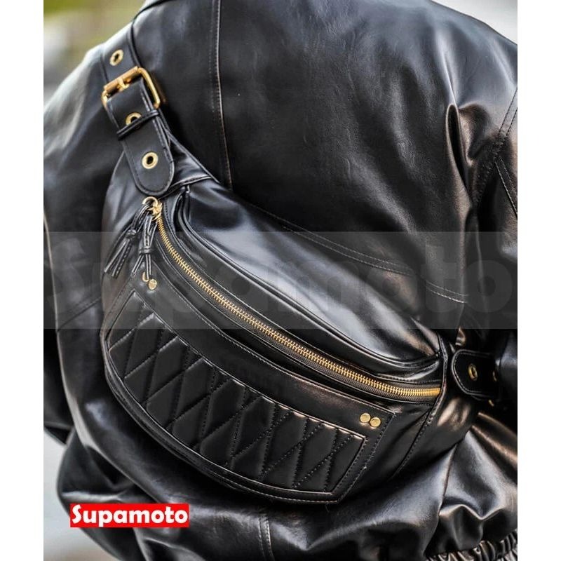 -Supamoto- 騎士 菱格 腰包 LB22 復古 胸包 斜肩包 單肩 哈雷 美式 咖啡 皮革-細節圖7