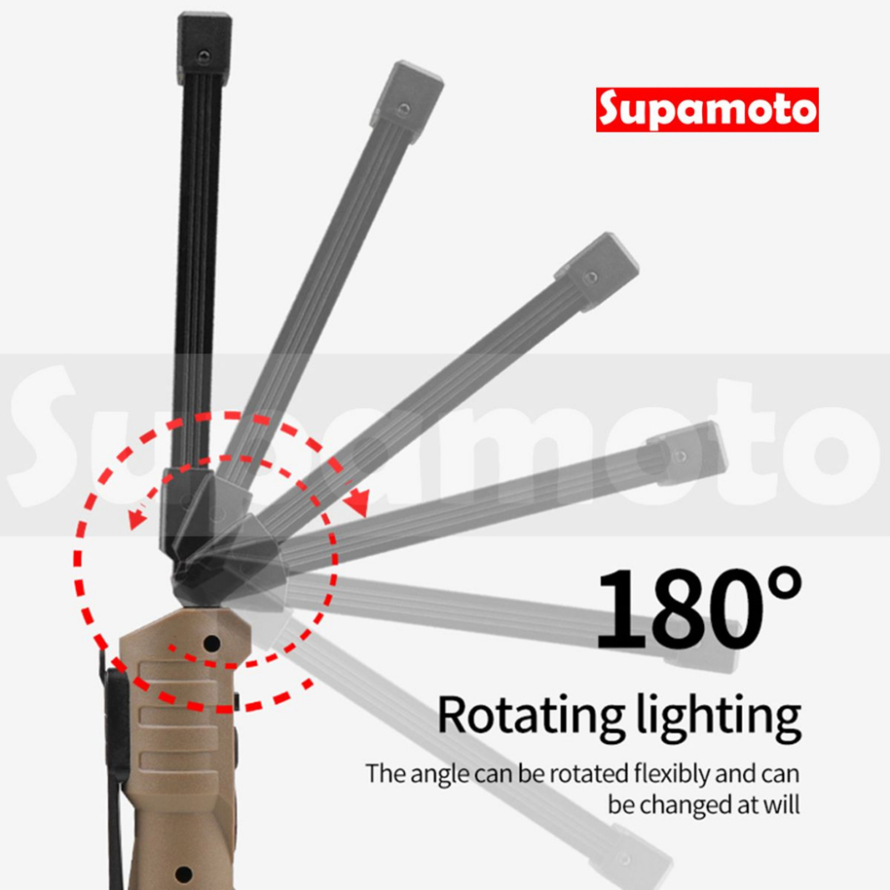 -Supamoto- 新款 COB 戶外 維修 工作燈 黑色 卡其 磁鐵 磁吸 汽修 維修燈 摺疊 可折 手電筒-細節圖7