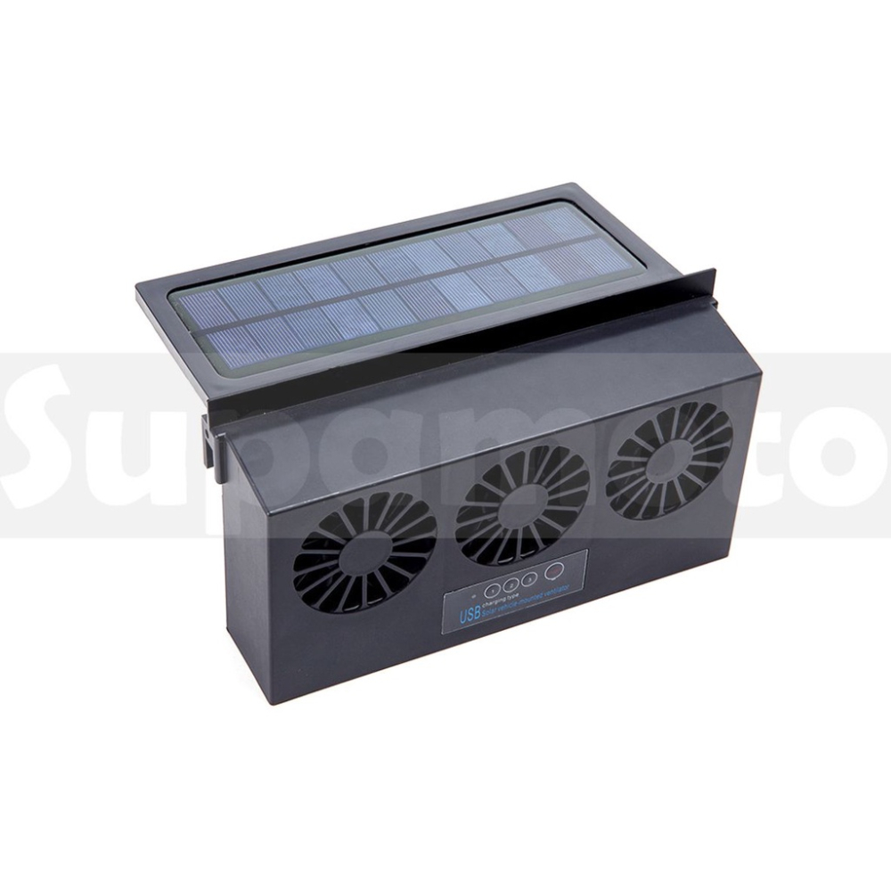 -Supamoto- 太陽能 三風扇 排風扇 電池 充電 可調式 降溫 循環 免拉線 車窗 窗戶 汽車 換氣 通風