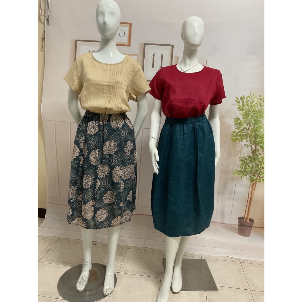 棉と麻生活六片微燈籠裙-細節圖2