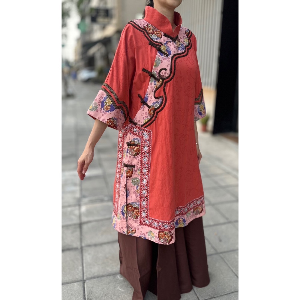 左秋禪中國風聯繡拼布古裝-細節圖2