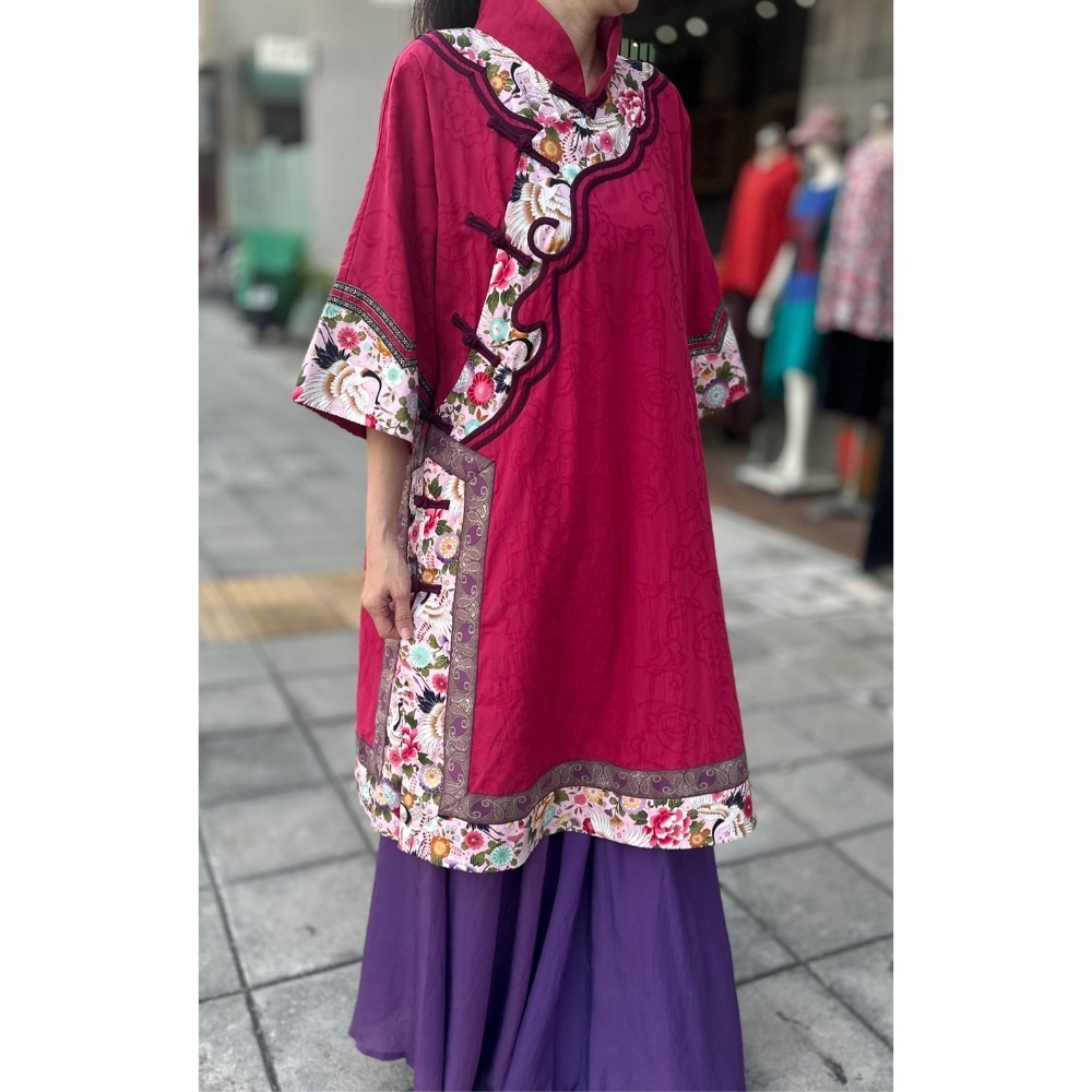 左秋禪中國風聯繡拼布古裝-細節圖3