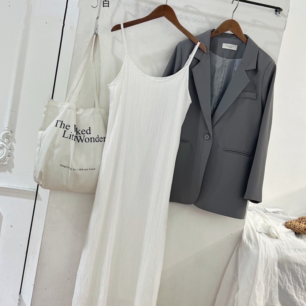 janouseᰔ 春季新品-樹枝紋長洋裝 可搭配同色罩衫~ 氣質仙女洋裝 / 細肩帶 / 長洋裝 / 簡約-細節圖4