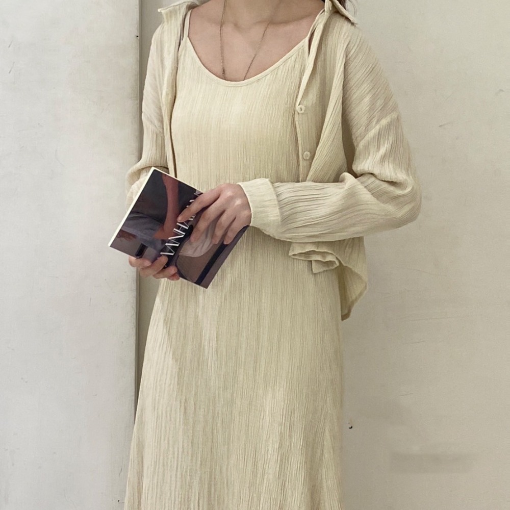 janouseᰔ 春季新品-樹枝紋長洋裝 可搭配同色罩衫~ 氣質仙女洋裝 / 細肩帶 / 長洋裝 / 簡約-細節圖5