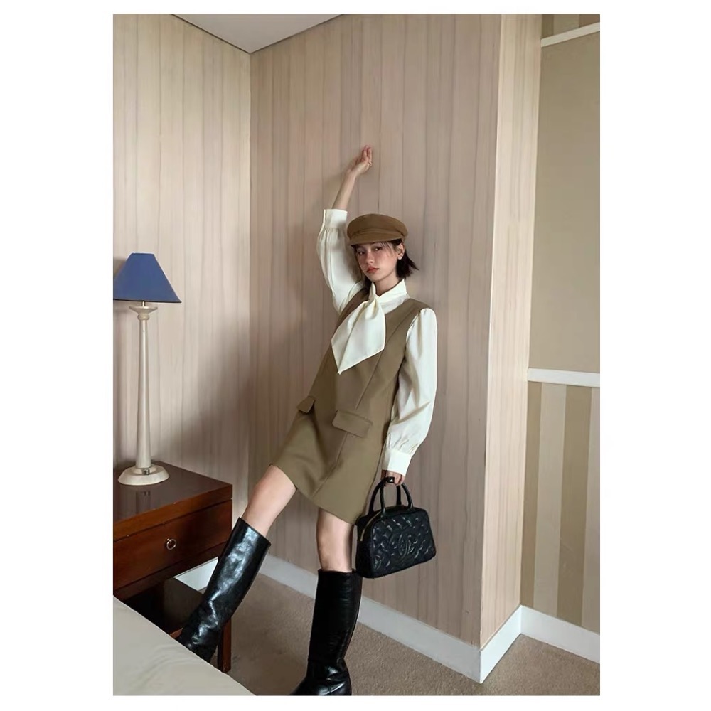 《NEW OPEN》立體剪裁氣質A字背心裙洋裝-細節圖2