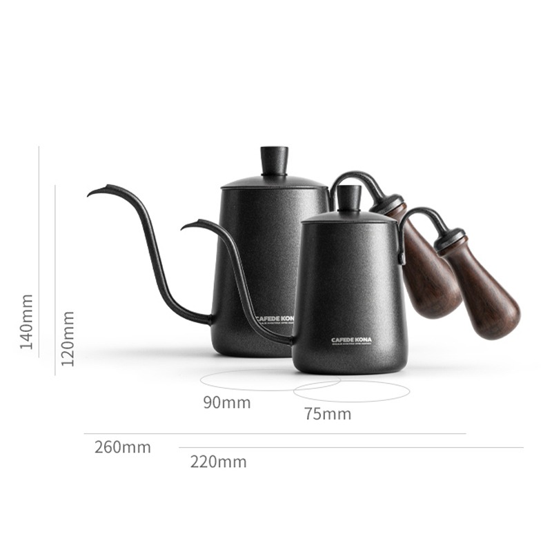 CAFEDE KONA 北歐木柄手沖細口壺 (360/600ML) 電子發票 快速出貨-細節圖3