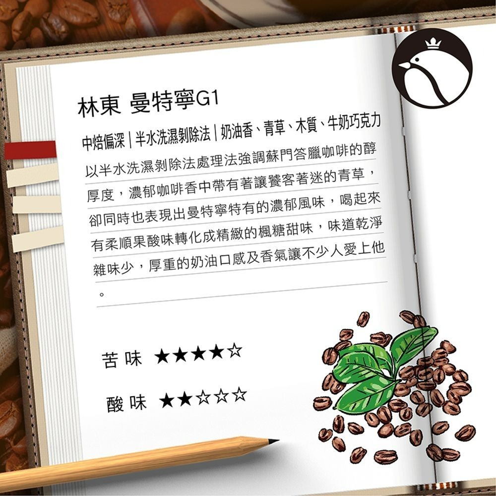 【費拉拉】林東 曼特寧G1/1磅 手沖咖啡 拿鐵 中深烘焙/奶油.青草.牛奶巧克力 阿拉比卡豆 電子發票-細節圖3