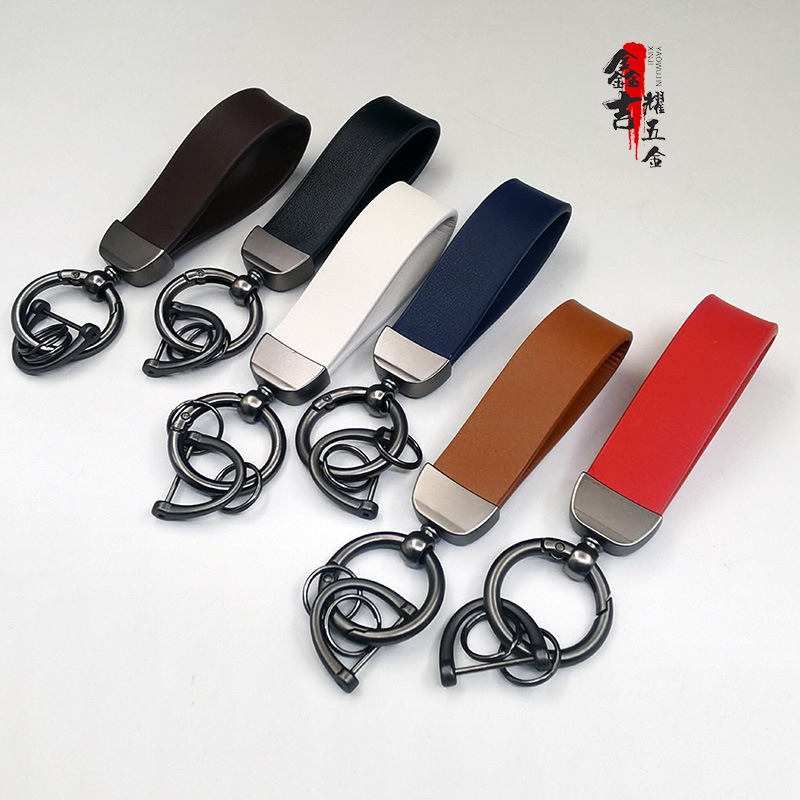 純潔白 極簡 經典 素色 真皮 染色 鑰匙圈 掛件 汽車用 機車用 禮物 交車禮-細節圖2