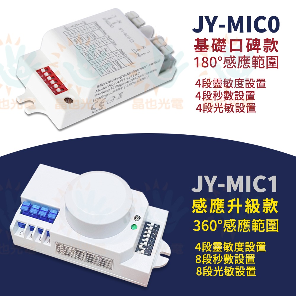 【現貨】JY-MICB 藍款可調式微波感應開關 110V~240V 雷達感應 人體感應 車庫倉庫玄關-細節圖2