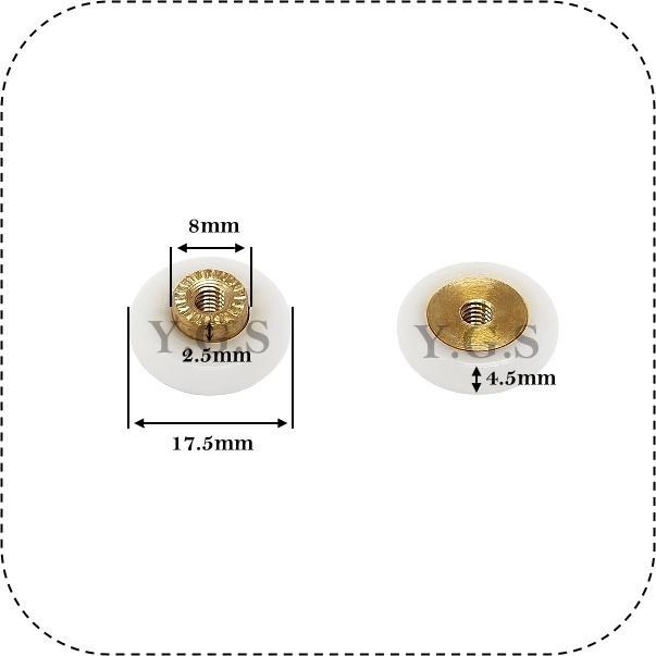 Y.G.S~拉門五金~淋浴拉門輪 低銅座 淋浴輪 浴室滑輪 衛浴門輪 附螺絲M4牙 (含稅)-細節圖2